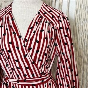 Lip Print Wrap Dress by The Archives July 4th Red and White Stripes Style Dress